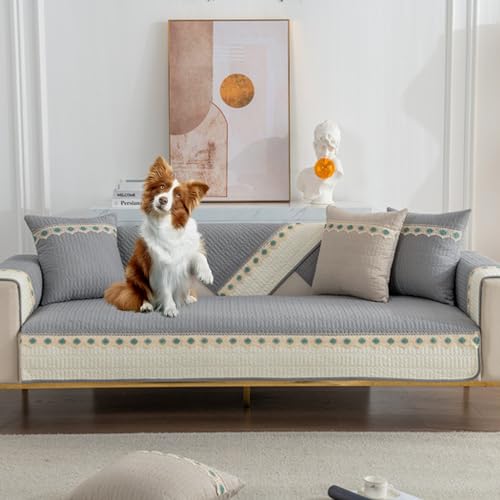 OwkHome Patchwork-Sofabezug - Waschbarer L-förmiger Schonbezug for 2-4-Sitzer-Sofas(Grey,110 * 180cm/43 * 71in) von OwkHome