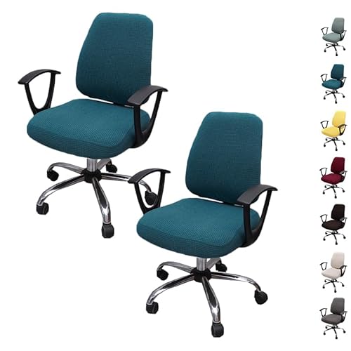 OwkHome Plaid Split Bürostuhl-Bezugsset - Stretch-Abnehmbarer Schonbezug for Drehbare Schreibtischstühle(C 2pcs) von OwkHome