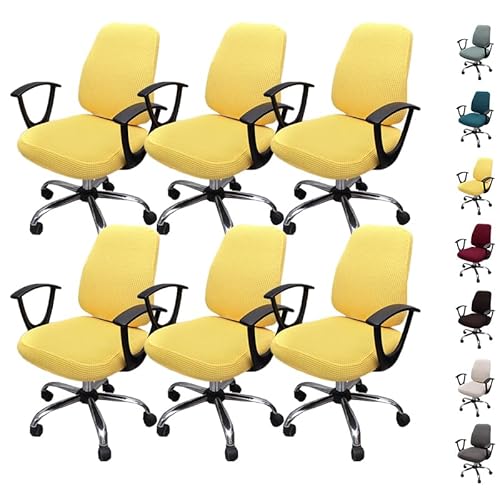 OwkHome Plaid Split Bürostuhl-Bezugsset - Stretch-Abnehmbarer Schonbezug for Drehbare Schreibtischstühle(D 6pcs) von OwkHome