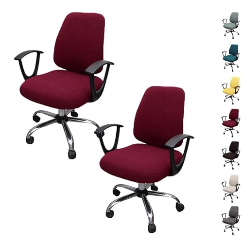 OwkHome Plaid Split Bürostuhl-Bezugsset - Stretch-Abnehmbarer Schonbezug for Drehbare Schreibtischstühle(E 2pcs) von OwkHome