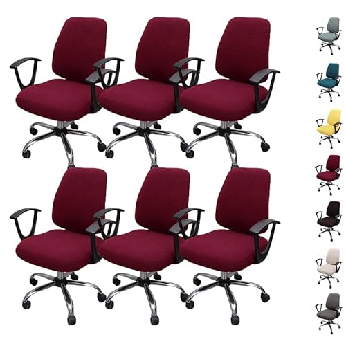 OwkHome Plaid Split Bürostuhl-Bezugsset - Stretch-Abnehmbarer Schonbezug for Drehbare Schreibtischstühle(E 6pcs) von OwkHome