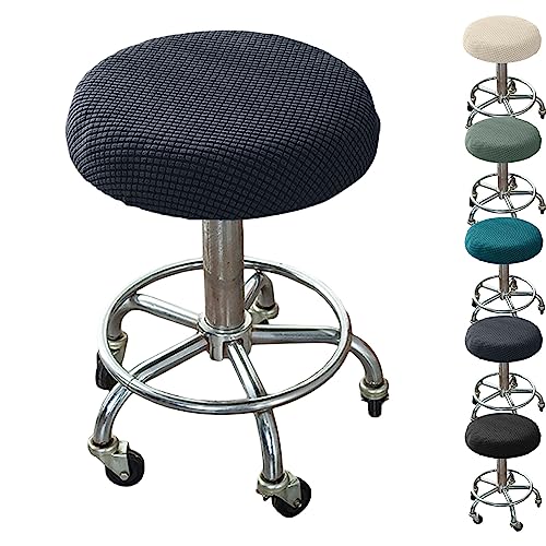 OwkHome Plaid Verdickt Elastische Runde Barhocker Abdeckungen Set, Waschbar Drehen Thekenhocker Protektoren(Dgray 1pcs) von OwkHome