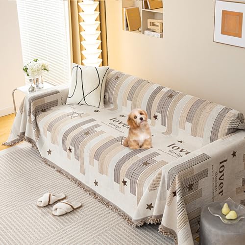 OwkHome ​​Plüschiger Cord-Sofabezug for Anbausofas, Rutschfester, Waschbarer Möbelschutz​​(Khaki,180 * 420cm/71 * 165in) von OwkHome