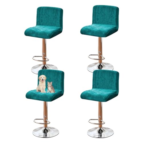 OwkHome Quadratisches Barhocker-Schonbezug-Set Mit Rückenlehne, wasserdichte Elastische Stuhlhussen for Den Privaten Und Gewerblichen Gebrauch(Blue,4 Pieces) von OwkHome