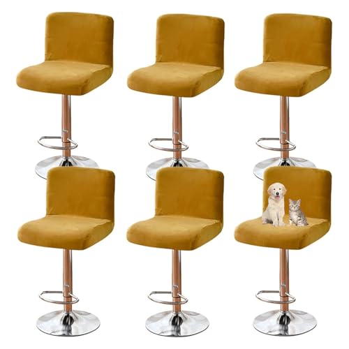OwkHome Quadratisches Barhocker-Schonbezug-Set Mit Rückenlehne, wasserdichte Elastische Stuhlhussen for Den Privaten Und Gewerblichen Gebrauch(Yellow,6 Pieces) von OwkHome