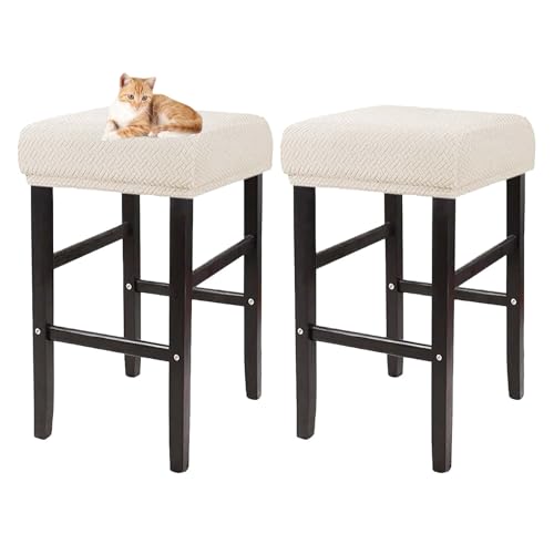 OwkHome Rechteckiges Barhocker-Bezugsset, wasserdichte Barhocker-Schonbezüge for Kneipenhocker Aus Holz Und Metall(Beige) von OwkHome