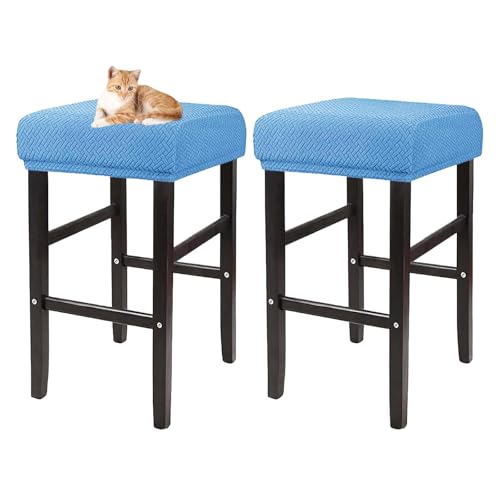 OwkHome Rechteckiges Barhocker-Bezugsset, wasserdichte Barhocker-Schonbezüge for Kneipenhocker Aus Holz Und Metall(Blue) von OwkHome