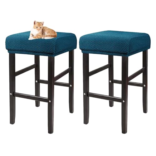 OwkHome Rechteckiges Barhocker-Bezugsset, wasserdichte Barhocker-Schonbezüge for Kneipenhocker Aus Holz Und Metall(Dark Blue) von OwkHome