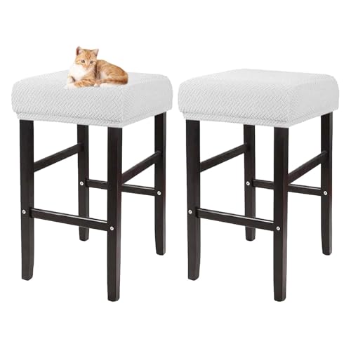 OwkHome Rechteckiges Barhocker-Bezugsset, wasserdichte Barhocker-Schonbezüge for Kneipenhocker Aus Holz Und Metall(White) von OwkHome