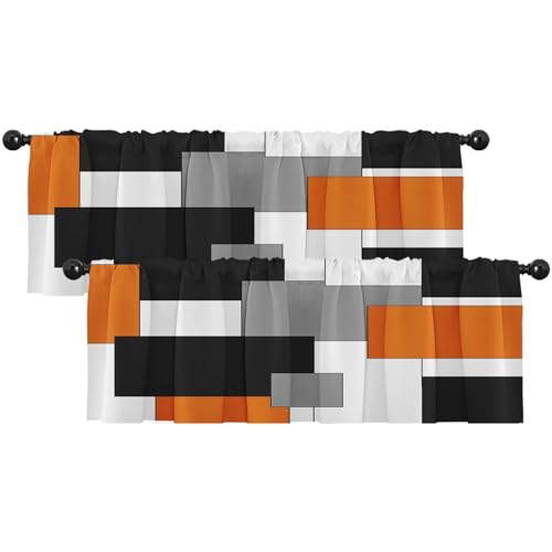 OwkHome Rot- Und Schwarz-Geometrische Abstrakte Moderne Kunst Fensterlamellen - 2er Set for Wohnzimmer, Küche Und Fenster Über Der Spüle Mit Stangenbeutel(Orange,12" W x 52" L (Pack of 2)) von OwkHome