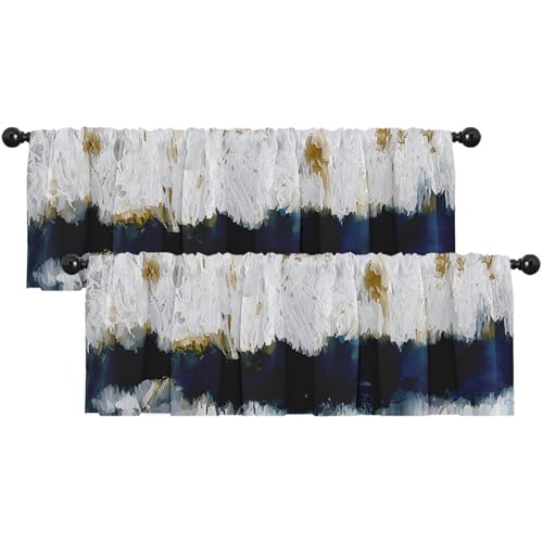 OwkHome Rot- Und Schwarz-Geometrische Abstrakte Moderne Kunst Fensterlamellen - 2er Set for Wohnzimmer, Küche Und Fenster Über Der Spüle Mit Stangenbeutel(P Blue,12" W x 52" L (Pack of 2)) von OwkHome