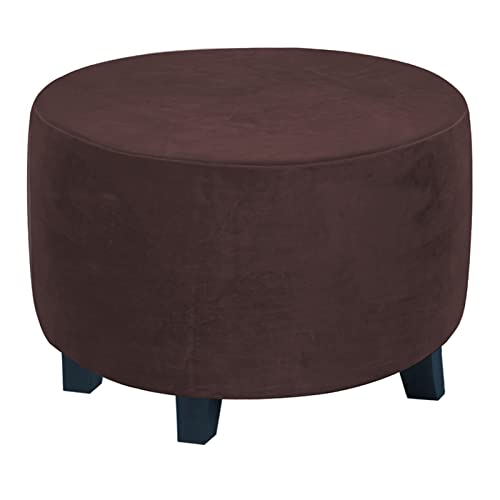 OwkHome Runder Ottoman-Bezug Aus Stretch-Samt, Waschbarer Pouf-Schonbezug Mit Abnehmbarem Design(10,Medium) von OwkHome