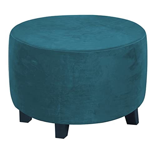 OwkHome Runder Ottoman-Bezug Aus Stretch-Samt, Waschbarer Pouf-Schonbezug Mit Abnehmbarem Design(11,Large) von OwkHome
