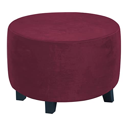 OwkHome Runder Ottoman-Bezug Aus Stretch-Samt, Waschbarer Pouf-Schonbezug Mit Abnehmbarem Design(12,Large) von OwkHome