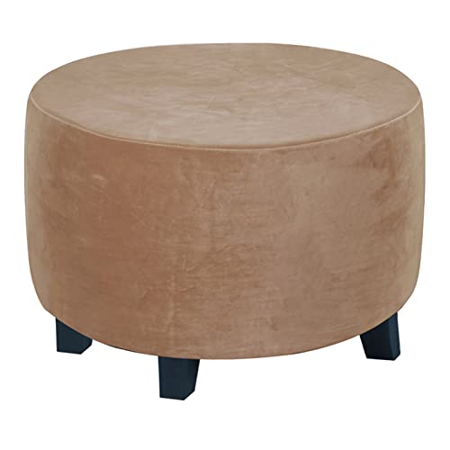 OwkHome Runder Ottoman-Bezug Aus Stretch-Samt, Waschbarer Pouf-Schonbezug Mit Abnehmbarem Design(2,Medium) von OwkHome