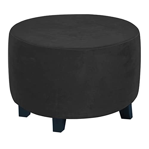 OwkHome Runder Ottoman-Bezug Aus Stretch-Samt, Waschbarer Pouf-Schonbezug Mit Abnehmbarem Design(3,Medium) von OwkHome