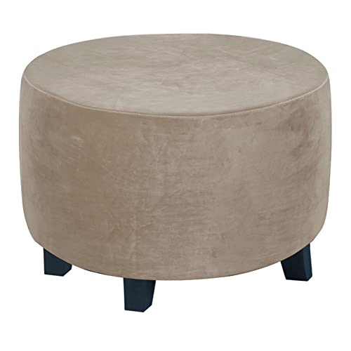 OwkHome Runder Ottoman-Bezug Aus Stretch-Samt, Waschbarer Pouf-Schonbezug Mit Abnehmbarem Design(4,Large) von OwkHome