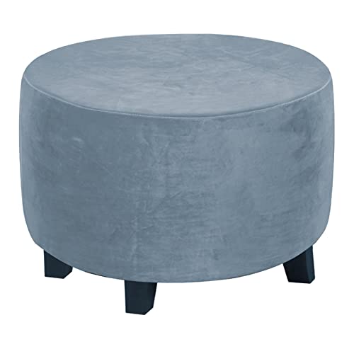 OwkHome Runder Ottoman-Bezug Aus Stretch-Samt, Waschbarer Pouf-Schonbezug Mit Abnehmbarem Design(5,Medium) von OwkHome