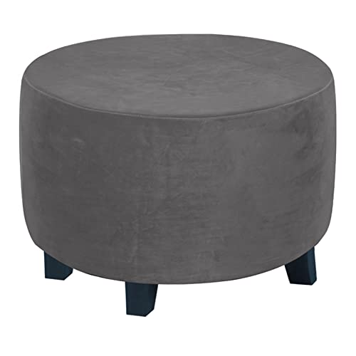 OwkHome Runder Ottoman-Bezug Aus Stretch-Samt, Waschbarer Pouf-Schonbezug Mit Abnehmbarem Design(6,Medium) von OwkHome
