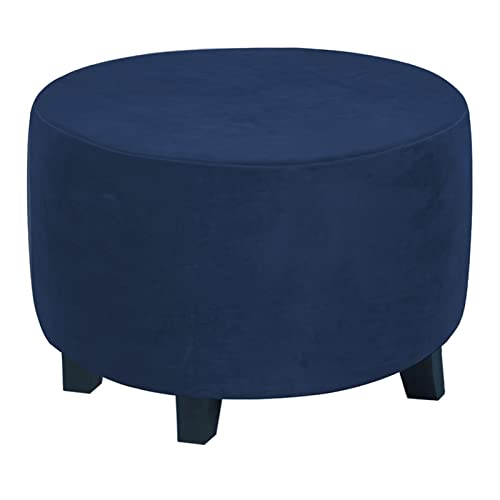 OwkHome Runder Ottoman-Bezug Aus Stretch-Samt, Waschbarer Pouf-Schonbezug Mit Abnehmbarem Design(8,S) von OwkHome