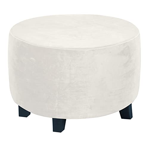 OwkHome Runder Ottoman-Bezug Aus Stretch-Samt, Waschbarer Pouf-Schonbezug Mit Abnehmbarem Design(9,S) von OwkHome