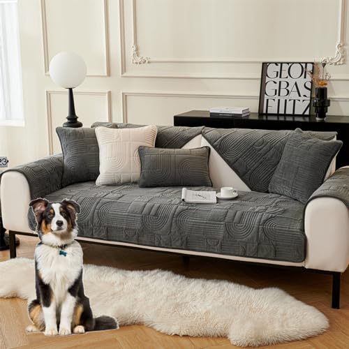 OwkHome Rutschfester, Waschbarer Sofabezug for Anbausofas, L-förmiger Schutz(Dgrey,110 * 210cm) von OwkHome