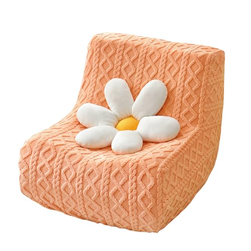 OwkHome Rutschfester Flanell-Sofabezug for Niedrige Sofas Und Sitzsäcke, Waschbarer Möbelschutz Mit Elastischem Rand(Orange) von OwkHome