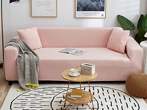 OwkHome Rutschfester Jacquard-Stretch-Sofabezug Mit Elastischen Kanten, Waschbarer Möbelschutz(Pink,2 Seater(145-185cm)) von OwkHome