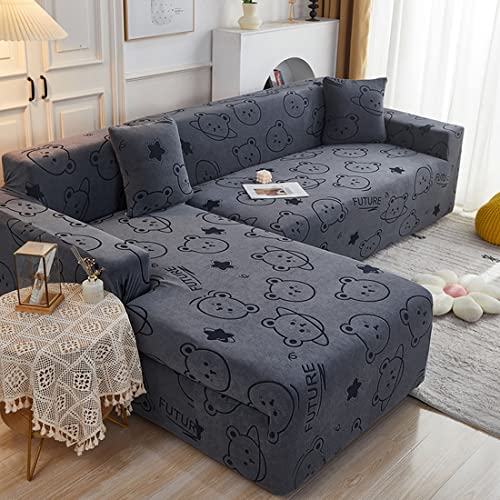 OwkHome Rutschfester Sofabezug In L-Form, Stretch-Sofabezug, Waschbarer Möbelschutz(Black,3 Seater+4 Seater) von OwkHome