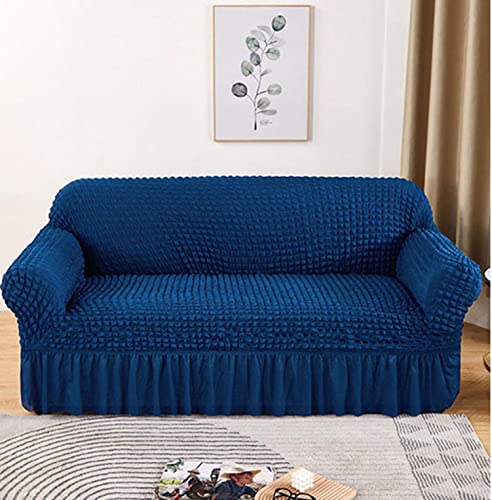 OwkHome Rutschfester Sofabezug Mit Rock, Dehnbar, Waschbar, Möbelschutz(Dark Blue,2 Seater(145-185cm)) von OwkHome