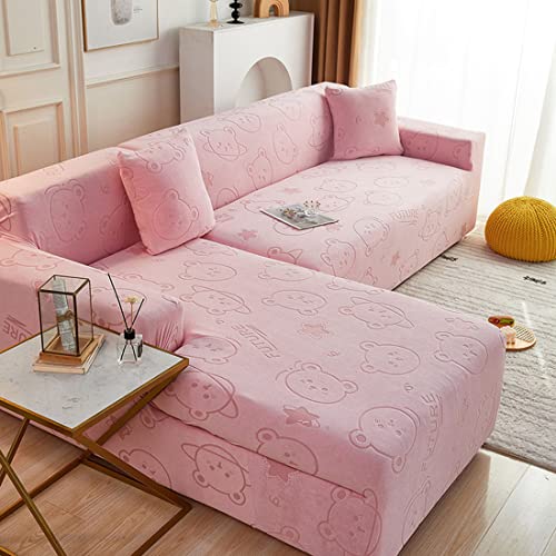 OwkHome Rutschfester Sofabezug in L-Form, Dicker, waschbarer Möbelschutz(Deep Pink,4 Seater+4 Seater) von OwkHome