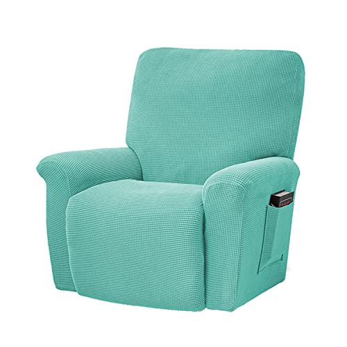 OwkHome Rutschfestes Relaxsessel-Bezugsset 4-teilig Stretch-Möbelschutz Mit Sicherheitsgurten(Blue-2) von OwkHome