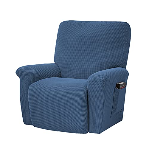 OwkHome Rutschfestes Relaxsessel-Bezugsset 4-teilig Stretch-Möbelschutz Mit Sicherheitsgurten(Blue-3) von OwkHome