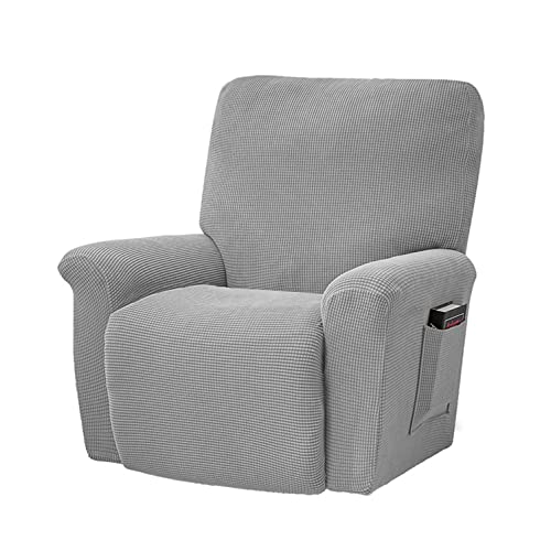 OwkHome Rutschfestes Relaxsessel-Bezugsset 4-teilig Stretch-Möbelschutz Mit Sicherheitsgurten(Silver) von OwkHome