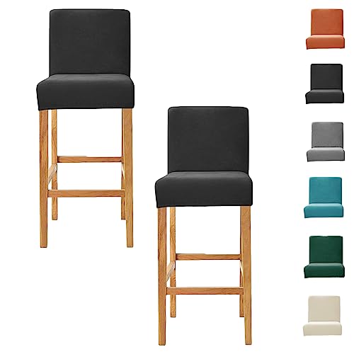OwkHome Samt-Bezüge for Drehbare Barhocker, Waschbare Schonbezüge for Kneipen-Theken-Esszimmerstühle(Black 2pcs) von OwkHome