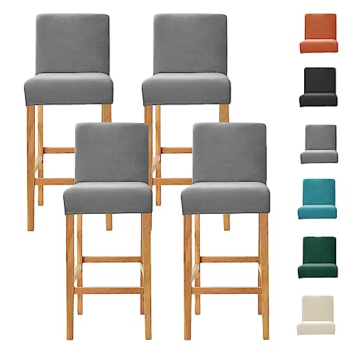 OwkHome Samt-Bezüge for Drehbare Barhocker, Waschbare Schonbezüge for Kneipen-Theken-Esszimmerstühle(Grey 4pcs) von OwkHome