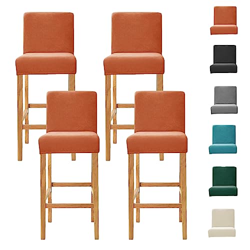 OwkHome Samt-Bezüge for Drehbare Barhocker, Waschbare Schonbezüge for Kneipen-Theken-Esszimmerstühle(Orange 4pcs) von OwkHome