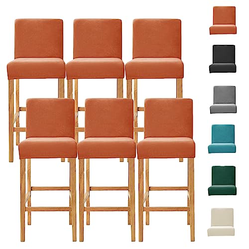 OwkHome Samt-Bezüge for Drehbare Barhocker, Waschbare Schonbezüge for Kneipen-Theken-Esszimmerstühle(Orange 6pcs) von OwkHome