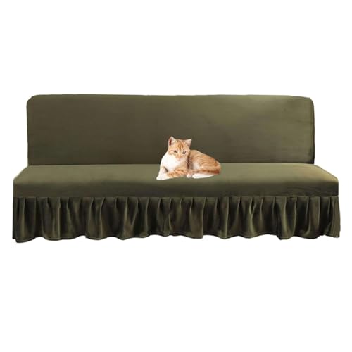 OwkHome Samt-Futonbezug Mit Rock, Stretch-Schonbezug for Armlose Schlafsofas(Green,S) von OwkHome