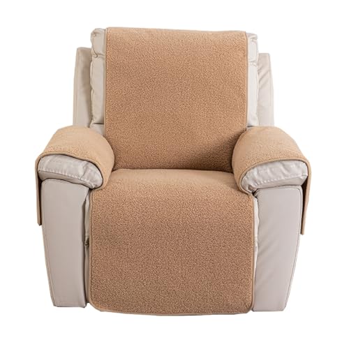 OwkHome Samt-Liegestuhl-Schonbezug Mit Taschen, Rutschfester 4-teiliger Möbelschutz for Haustiere(Khaki,S) von OwkHome