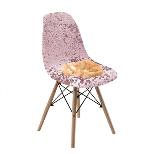 OwkHome Samt Mid Century Muschel Stuhlhussen, Armlose Esszimmerstuhl-Schonbezüge Set(Pink,Set of 4) von OwkHome