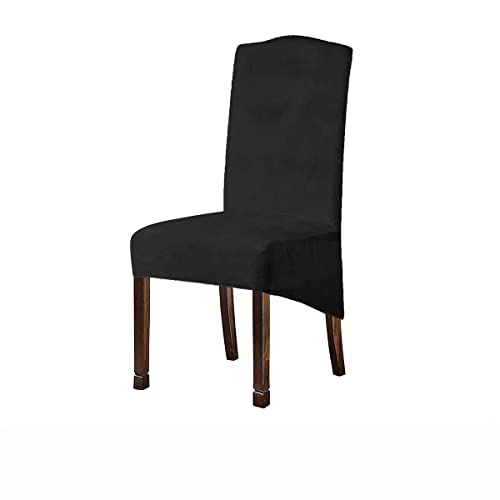 OwkHome Samt Stretch Bankett Stuhl Schonbezug Waschbar Protector for Hotel Hochzeit Decor(Black,6 Pieces) von OwkHome