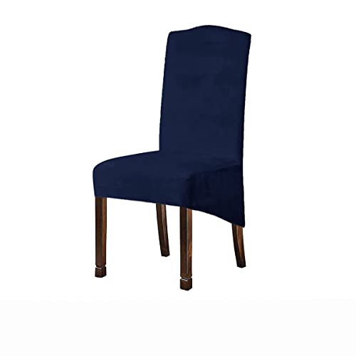 OwkHome Samt Stretch Bankett Stuhl Schonbezug Waschbar Protector for Hotel Hochzeit Decor(Navy Blue,8 Pieces) von OwkHome