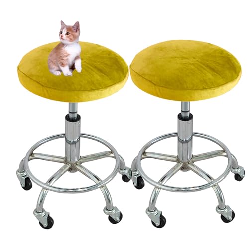 OwkHome Samt-Stretch-Bezüge for Runde Barhocker, 2er-Set, rutschfeste Sitzschoner(Green 1) von OwkHome