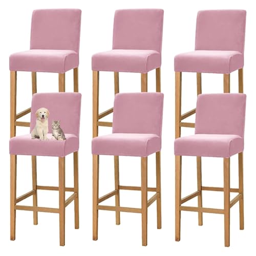 OwkHome Samtbezüge for Barhocker In Thekenhöhe Mit Rückenlehne, Elastisches Schonbezug-Set for Esszimmer(Pink,6 Pack) von OwkHome