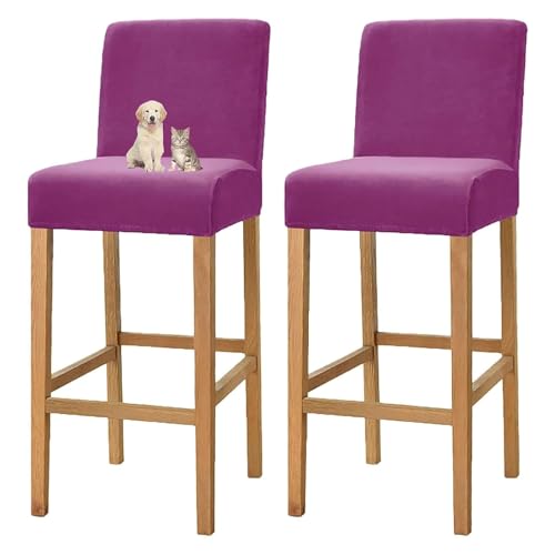 OwkHome Samtbezüge for Barhocker In Thekenhöhe Mit Rückenlehne, Elastisches Schonbezug-Set for Esszimmer(Purple,2 Pack) von OwkHome