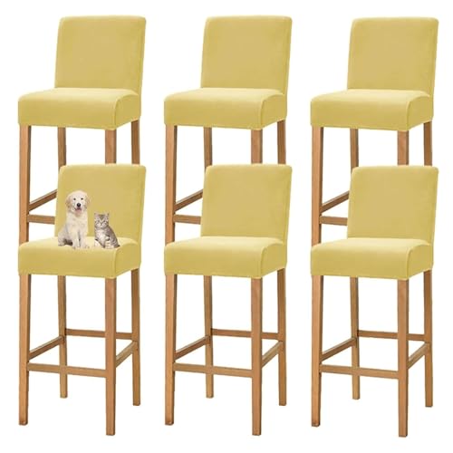 OwkHome Samtbezüge for Barhocker In Thekenhöhe Mit Rückenlehne, Elastisches Schonbezug-Set for Esszimmer(Yellow,6 Pack) von OwkHome