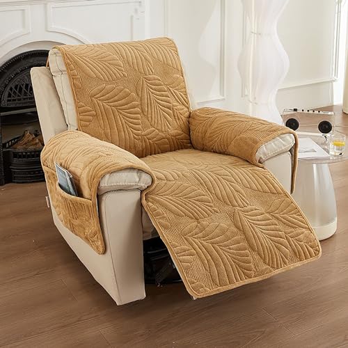 OwkHome Samtbezug-Set for Relaxsessel Mit Rutschfestem Design – Verdickter, Waschbarer Schonbezug for Ganzjährigen Möbelschutz(Khaki) von OwkHome