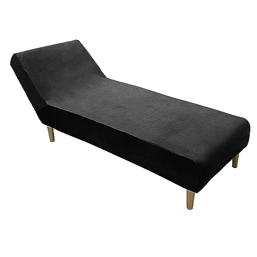 OwkHome Samtbezug for Chaiselongue, Dehnbar, Sicherer Sitz, Armloser Möbelschutz(Black) von OwkHome