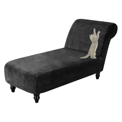 OwkHome Samtbezug for Chaiselongue Mit Rutschfestem Design, Elastischer Möbelschutz Ohne Armlehnen(Black) von OwkHome